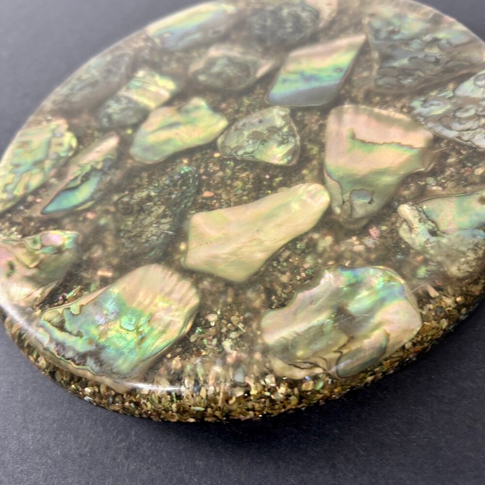 Vintage Lucite Acrylic Abalone Shell Inlay Trivet MCM